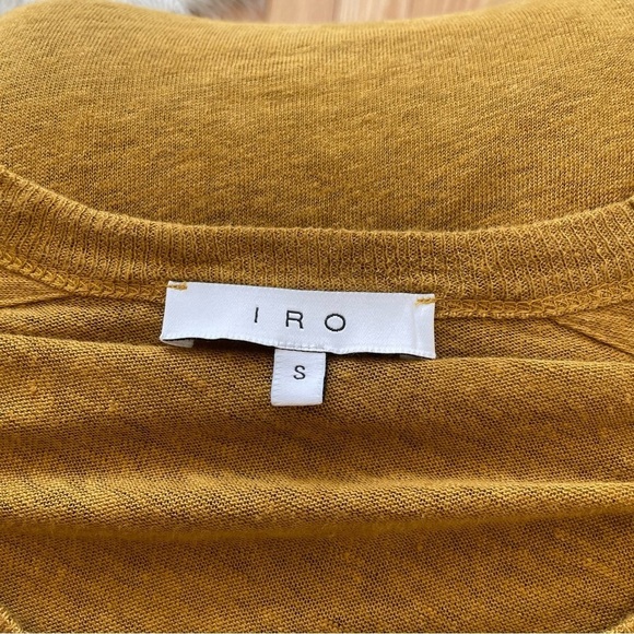 IRO Tobacco Brown Yellow Linen Grommet Lace Up Shoulder Ibex Top EUC Size Small - Picture 7 of 10